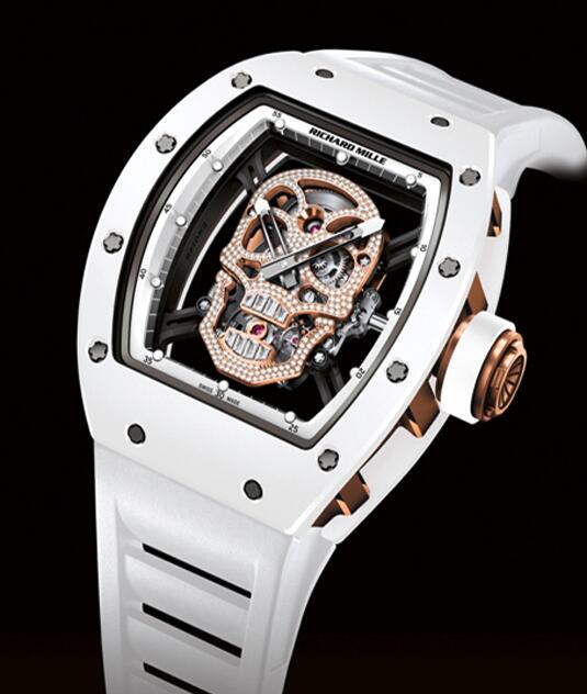 Replica Richard Mille RM 052 Gold white skull Toutuo flywheel Watch